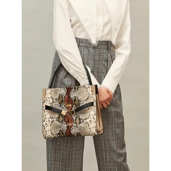 Tory Burch | Lee Radziwill Snake Embossed Small Double Bag in Aspen Multi - Picture 1 of 16